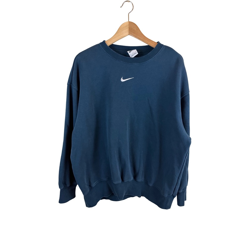 Nike Phoenix Fleece Crewneck Sweatshirt Women Medium Blue Oversized